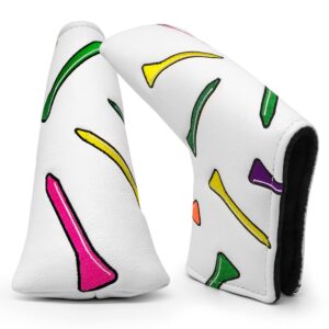 Golf Headcovers,Colorful Tee Driver Headcover Fairway Wood Cover Hybrid Cover Leather 3 Wood Headcover Mallet Putter Headcover Blade Putter Cover Golf Club Covers for Odyssey Scotty Cameron Taylormade