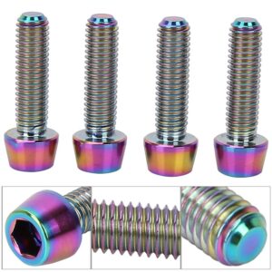 4pcs Bicycle Titanium Alloy Tapered Bolts,M5*18mm Bike Brake Screws Bolts, Mountain Bike Stem Fixed Screws, M5*18mm Bike Brake Screws Bolts, 4pcs Bicycle TitaBike Brake Screws Brake Lever Screws