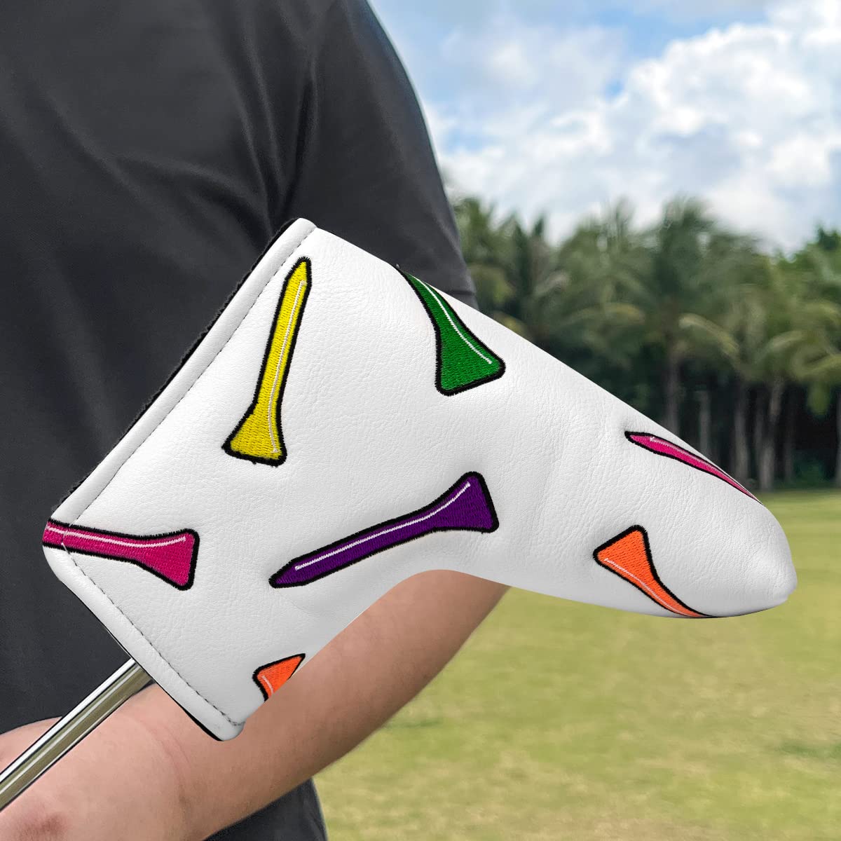 Golf Headcovers,Colorful Tee Driver Headcover Fairway Wood Cover Hybrid Cover Leather 3 Wood Headcover Mallet Putter Headcover Blade Putter Cover Golf Club Covers for Odyssey Scotty Cameron Taylormade