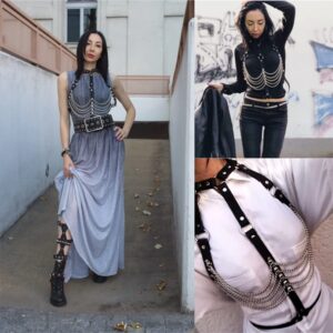 Leather Chest Body Chain Sexy Harness Waist Chains Nightclub Party Rave Belt Belly Bra Jewelry Accessories for Women