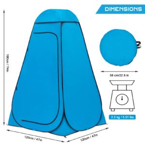 BRIAN & DANY Pop Up Shower Tent, Portable Changing Tent with Rain Shelter & Windows, Privacy Camping Tent for Hiking Beach, UPF 50+ & Waterproof, 47.2" x 47.2" x 74.8", Blue