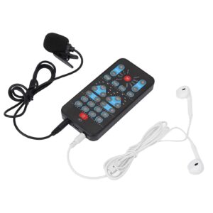 ASHATA Live Sound Card Voice Changer,Handheld Sound Card Mini Voice Changer Device 8 Fixed Sound Effects Plug and Play,Gaming Recording,for Mobile Phone Computer