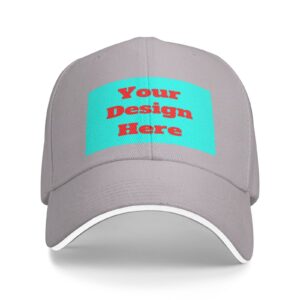 custom hats your custom photo text here men's baseball caps gray