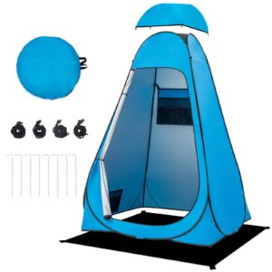 BRIAN & DANY Pop Up Shower Tent, Portable Changing Tent with Rain Shelter & Windows, Privacy Camping Tent for Hiking Beach, UPF 50+ & Waterproof, 47.2" x 47.2" x 74.8", Blue