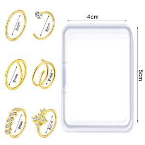 ONESING 14 PCS 20G Nose Rings for Women Nose Piercings Jewelry Gold Nose Rings Hoops Nose Studs Screw for Women Men, Stainless Steel, cubic zirconia