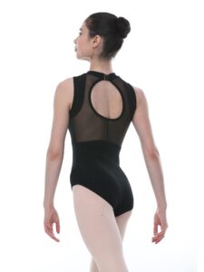 dance favourite mesh paneled front & o shape open mesh back leotards 03d0330 (m)