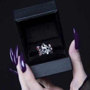 ‘Sands of Time’ Ring by Rogue+Wolf Gothic Y2K Jewelry Emo Goth Accessories, Cool Alt Knuckle Chunky Ring Aesthetics, garnet-colour, red and orange cubic zirconia