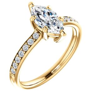 3.0 CT Marquise Colorless Moissanite Engagement Rings, Wedding Bridal Ring, Eternity Solid 10K Yellow Gold Diamond Solitaire 6-Prong Anniversary Promise Gift for Her (7)