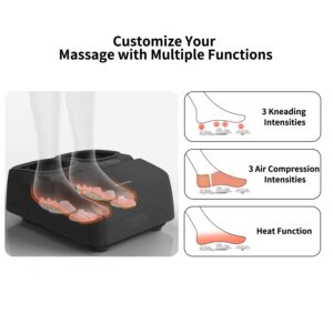 MOUNTRAX Foot Massager Machine with Heat, Gifts for Women Men, Shiatsu Foot Massager with Remote Control, Deep Kneading and Soothing Heat, Fits Feet Up to Men Size 12 (Black)