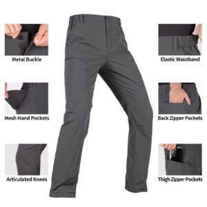 Shallowlulu Men's Hiking Pants Quick Dry Lightweight Waterproof Stretch Cargo Pants for Men with Multi Pockets for Camping Fishing Work(Dark Grey 34W/30L)