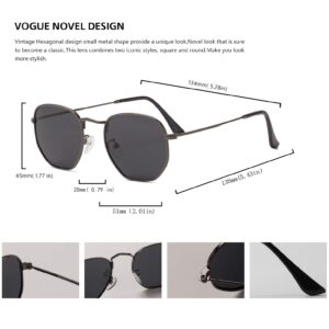 Hexagonal Polarized Sunglasses for Women Men Vintage Square Metal Sunnies Geometric Shades