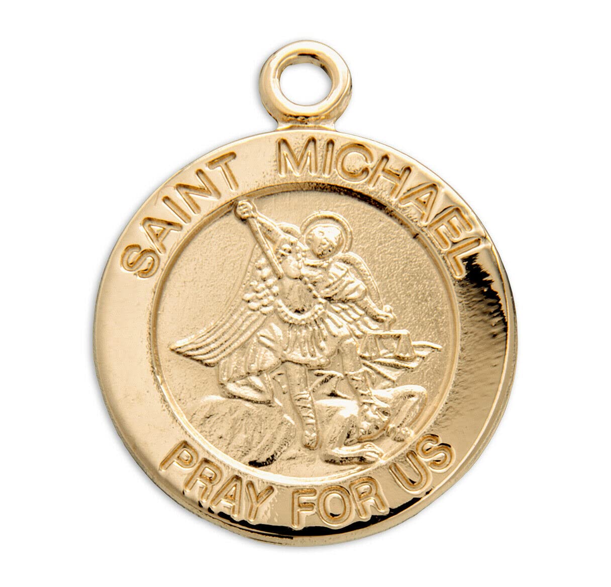 The Christian World Patron Saint Michael Gold Over Sterling silv. Religious Medal Pendant Necklace vbn-fh-6216