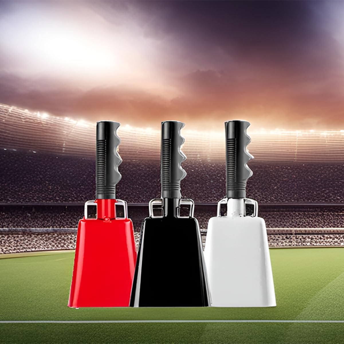 Steel Cowbell with Handle 8 Inch Cow Bells Noise Makers, 2 Pack Large Cowbells for Sporting Events, Hand Percussion Cowbells Cheering Bell for Football Game Party Concert Graduation School (Red)