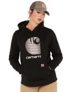 carhartt women's rain defender relaxed fit midweight c logo graphic sweatshirt, black, small