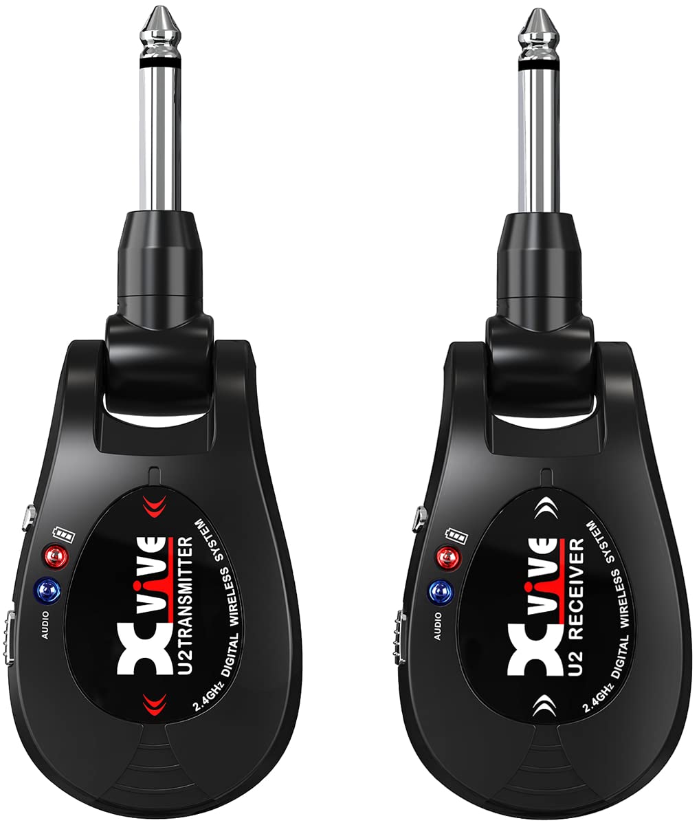 Xvive U2 Guitar Wireless System with Transmitter and Receiver for Electric Guitars, Bass, Violin (Black)