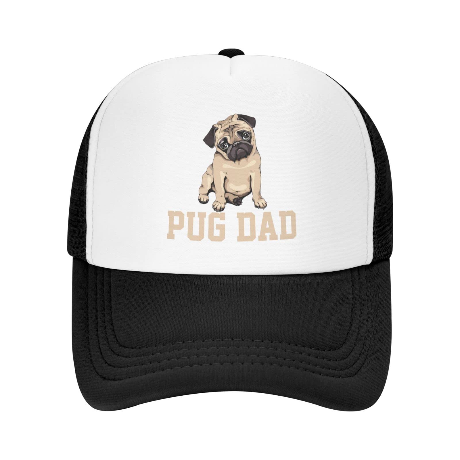 VunKo Mesh Dad Hat Adjustable Washed Dog Dad Pug Black Baseball Dad Cap Funny Distressed Ball Trucker Cap for Women Men Unisex