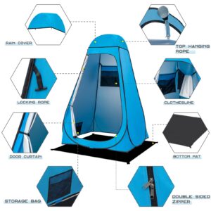 BRIAN & DANY Pop Up Shower Tent, Portable Changing Tent with Rain Shelter & Windows, Privacy Camping Tent for Hiking Beach, UPF 50+ & Waterproof, 47.2" x 47.2" x 74.8", Blue