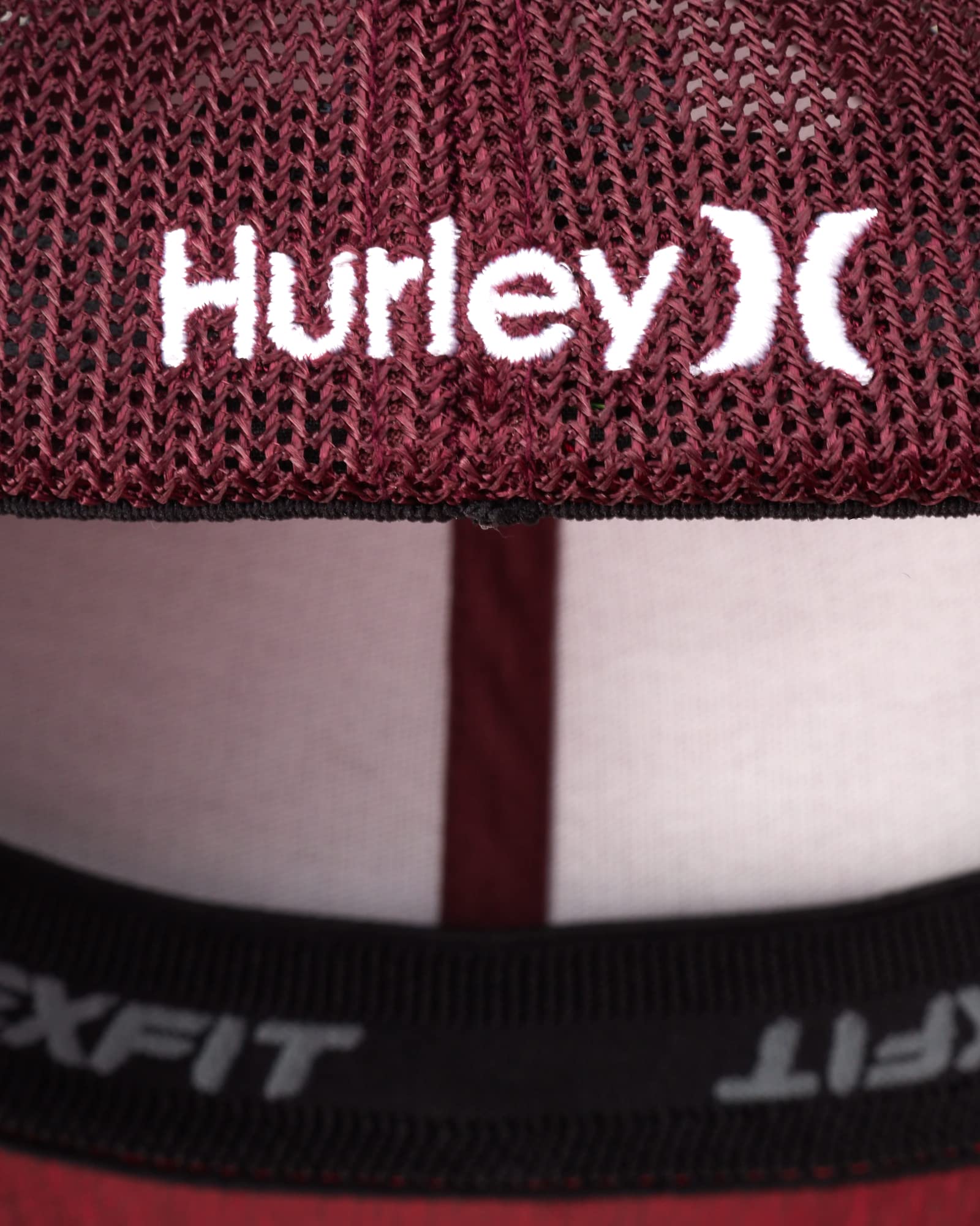 Hurley Men's Caps - Mini Icon Mesh Panel Baseball Cap - Fitted Hats for Men, Size Large-X-Large, Noble Red