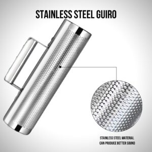 Soulmate Guiro 10"x3" Metal Guiro Instrument Stainless Steel Professional Latin Percussion Guiro Shaker Instruments Tool with Scraper for Live Performance