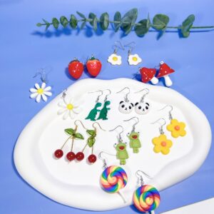 25 Pairs Aesthetic Earrings Cute Funny Weird Indie Crazy Earrings Weirdcore Accessories Earrings Summer Earrings Set for Women Multipack