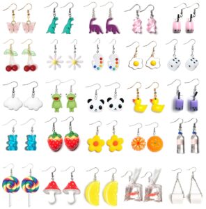 25 pairs aesthetic earrings cute funny weird indie crazy earrings weirdcore accessories earrings summer earrings set for women multipack