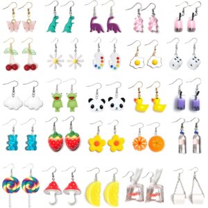 25 Pairs Aesthetic Earrings Cute Funny Weird Indie Crazy Earrings Weirdcore Accessories Earrings Summer Earrings Set for Women Multipack