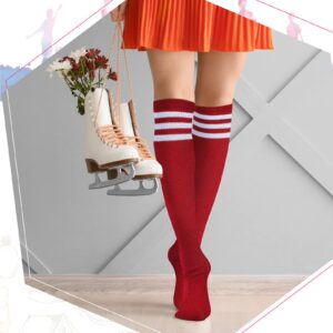 Unittype 6 Pair Rainbow Knee High Socks for Women Striped Socks Long Socks Tube Socks Roller Skate Skating Socks Gifts for halloween christmas party