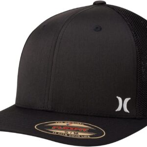 Hurley Men's Caps - Mini Icon Mesh Panel Baseball Cap - Fitted Hats for Men, Size Large-X-Large, Black