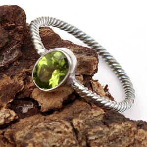 Silver Band Solid 925 Sterling Silver Peridot Gemstone Ring Handmade for Women by Goyal Exports SRG337E (US-9)