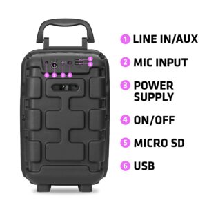 Singsation Karaoke Machine, 5.0 Portable Bluetooth 4" Speaker Dynamic Loudspeaker, Ultimate Karaoke Home System, LED Party Lights for Kids and Adults, Rechargeable Speaker with FM Radio, SD/TF Card