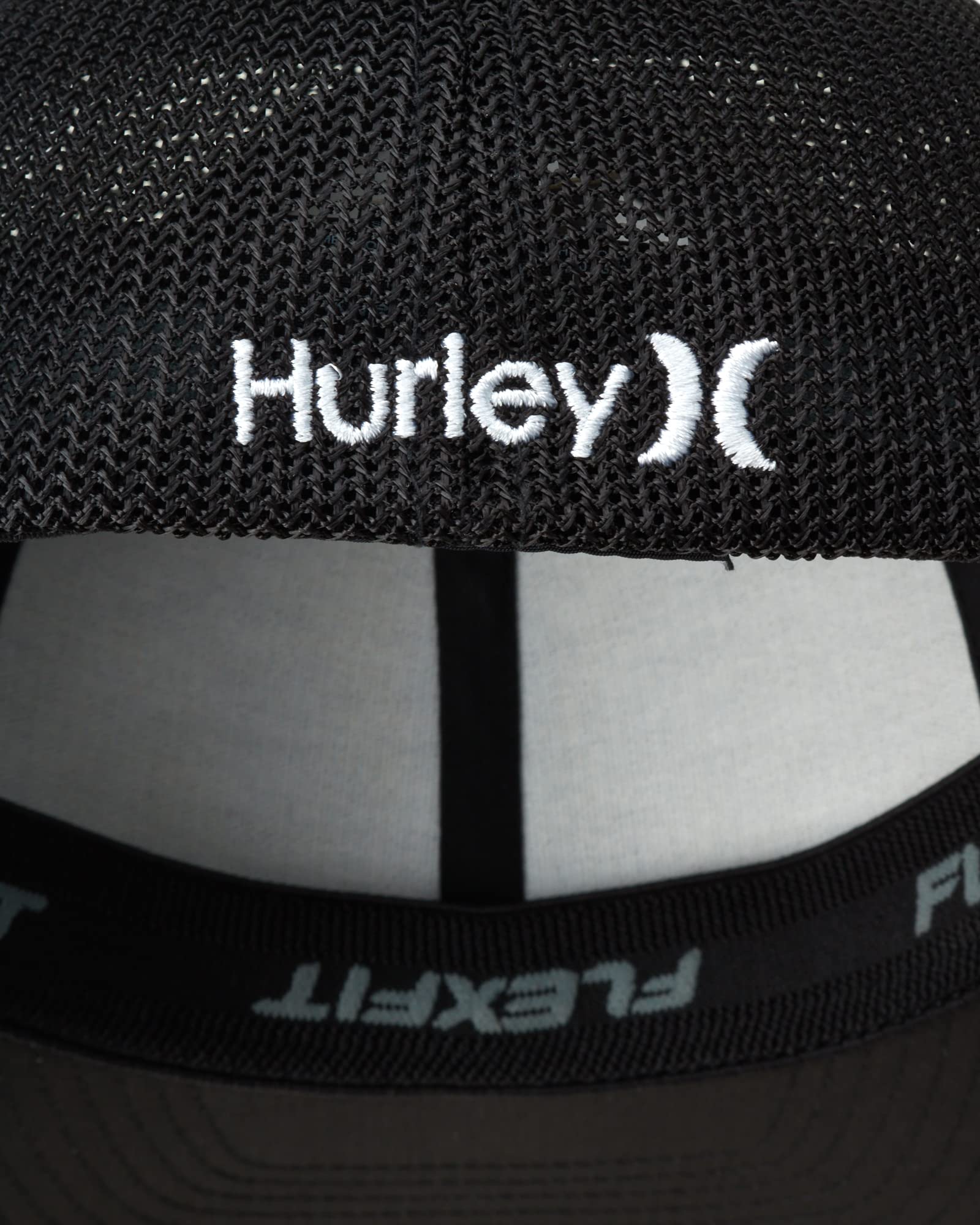 Hurley Men's Caps - Mini Icon Mesh Panel Baseball Cap - Fitted Hats for Men, Size Large-X-Large, Black