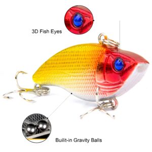 Fishing Lures Rooster Tail Bass Trout Hard Spinner Blade Baits with Feathers Fishing Lure Bass Crankbait Fishing Spinner Blade for Bass Fishing Lure Kit with Tackle Box