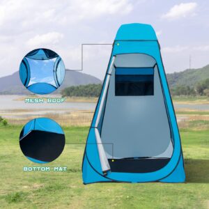 BRIAN & DANY Pop Up Shower Tent, Portable Changing Tent with Rain Shelter & Windows, Privacy Camping Tent for Hiking Beach, UPF 50+ & Waterproof, 47.2" x 47.2" x 74.8", Blue