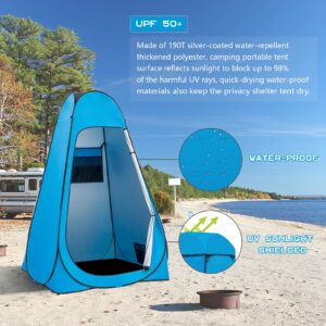 BRIAN & DANY Pop Up Shower Tent, Portable Changing Tent with Rain Shelter & Windows, Privacy Camping Tent for Hiking Beach, UPF 50+ & Waterproof, 47.2" x 47.2" x 74.8", Blue