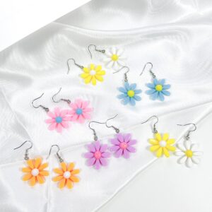 6 Pairs Flower Earrings Summer Earrings Daisy Earrings Kawaii Earrings Yellow Earrings Funky Earrings for Women