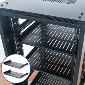 2 Pieces Rack Shelf Vented Rack Mount Shelf Universal Heavy Duty Server Rack Shelf for 19 Inch Network Equipment Rack and Cabinet 10 Inch Deep (1U,19 x 10 x 1.7 Inch)