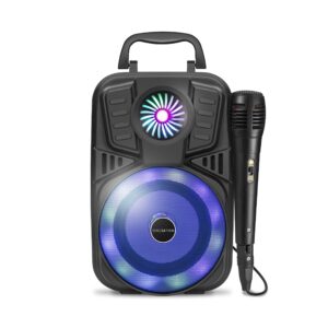 singsation karaoke machine, 5.0 portable bluetooth 4" speaker dynamic loudspeaker, ultimate karaoke home system, led party lights for kids and adults, rechargeable speaker with fm radio, sd/tf card