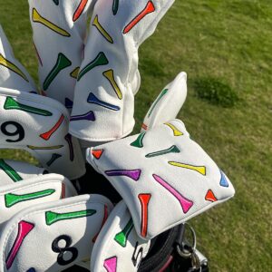 Golf Headcovers,Colorful Tee Driver Headcover Fairway Wood Cover Hybrid Cover Leather 3 Wood Headcover Mallet Putter Headcover Blade Putter Cover Golf Club Covers for Odyssey Scotty Cameron Taylormade