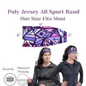 Headbands for Women, Poly Jersey Stretchy with UPF 30 Sportswear Wide Hair Wrap Suitable for Under Bike Helmets, Riding Helmets, Yoga, Jogging, Hiking (3 Pack, Poly Jersey Patterns)