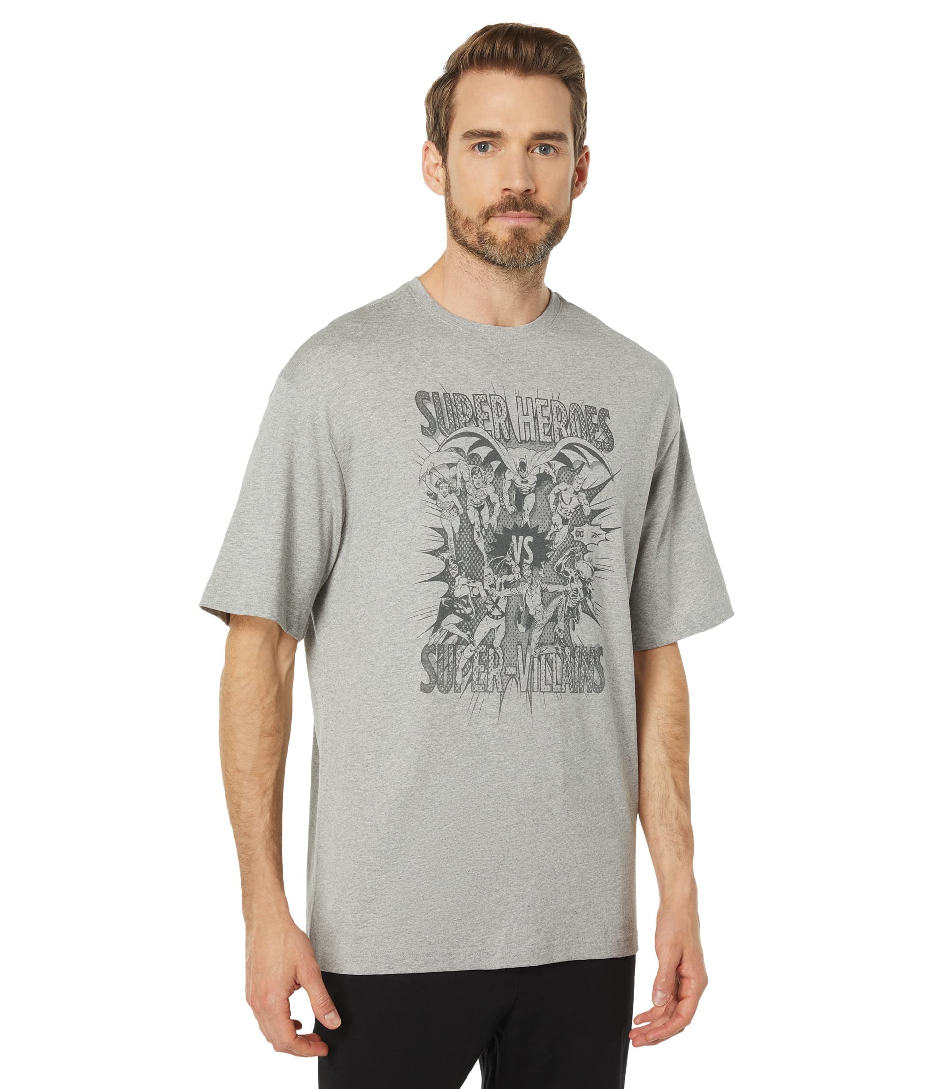 Reebok Men's Standard Graphic Tee, DC Comics/Medium Grey Heather, XX-Large