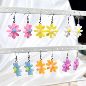 6 Pairs Flower Earrings Summer Earrings Daisy Earrings Kawaii Earrings Yellow Earrings Funky Earrings for Women