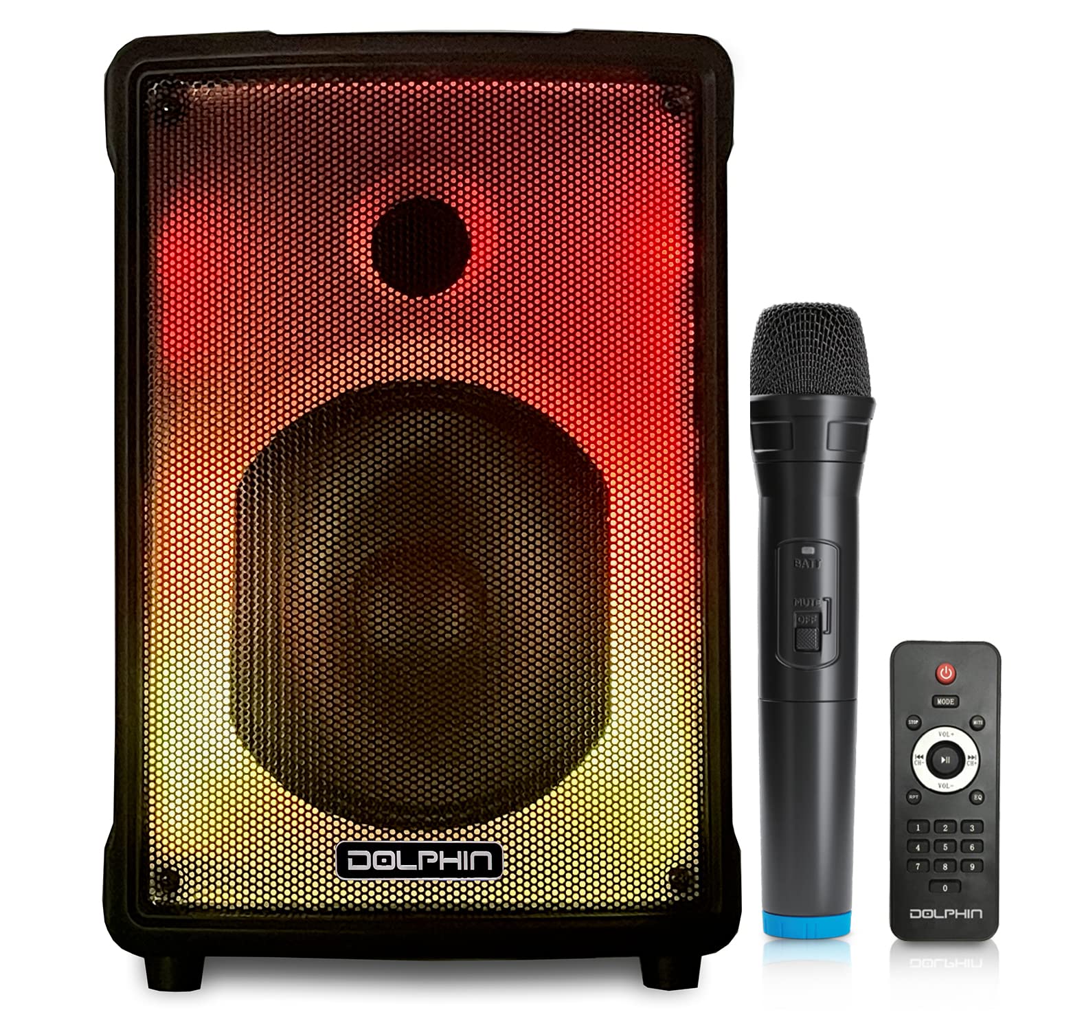 Dolphin KP-80 Loud Small Portable Bluetooth Speaker | Great for Kids & Adults, Karaokes, Parties, Outdoor/Indoor with Full Fire LED Light Show