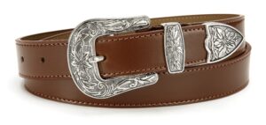 brown belt women - 1.1" cr western belts for woman leather belts cowboy belt - country belts for women with vintage buckle for jeans