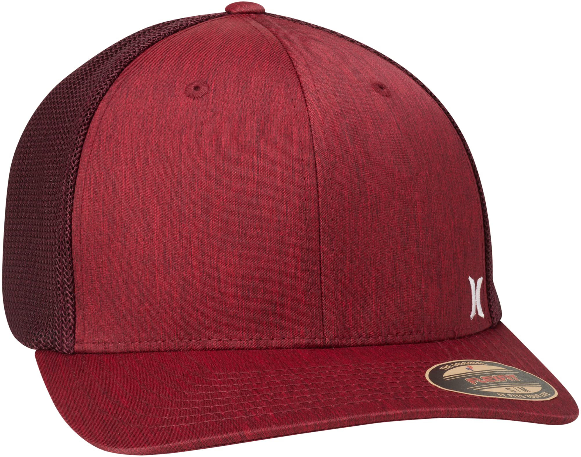 Hurley Men's Caps - Mini Icon Mesh Panel Baseball Cap - Fitted Hats for Men, Size Large-X-Large, Noble Red