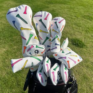 Golf Headcovers,Colorful Tee Driver Headcover Fairway Wood Cover Hybrid Cover Leather 3 Wood Headcover Mallet Putter Headcover Blade Putter Cover Golf Club Covers for Odyssey Scotty Cameron Taylormade