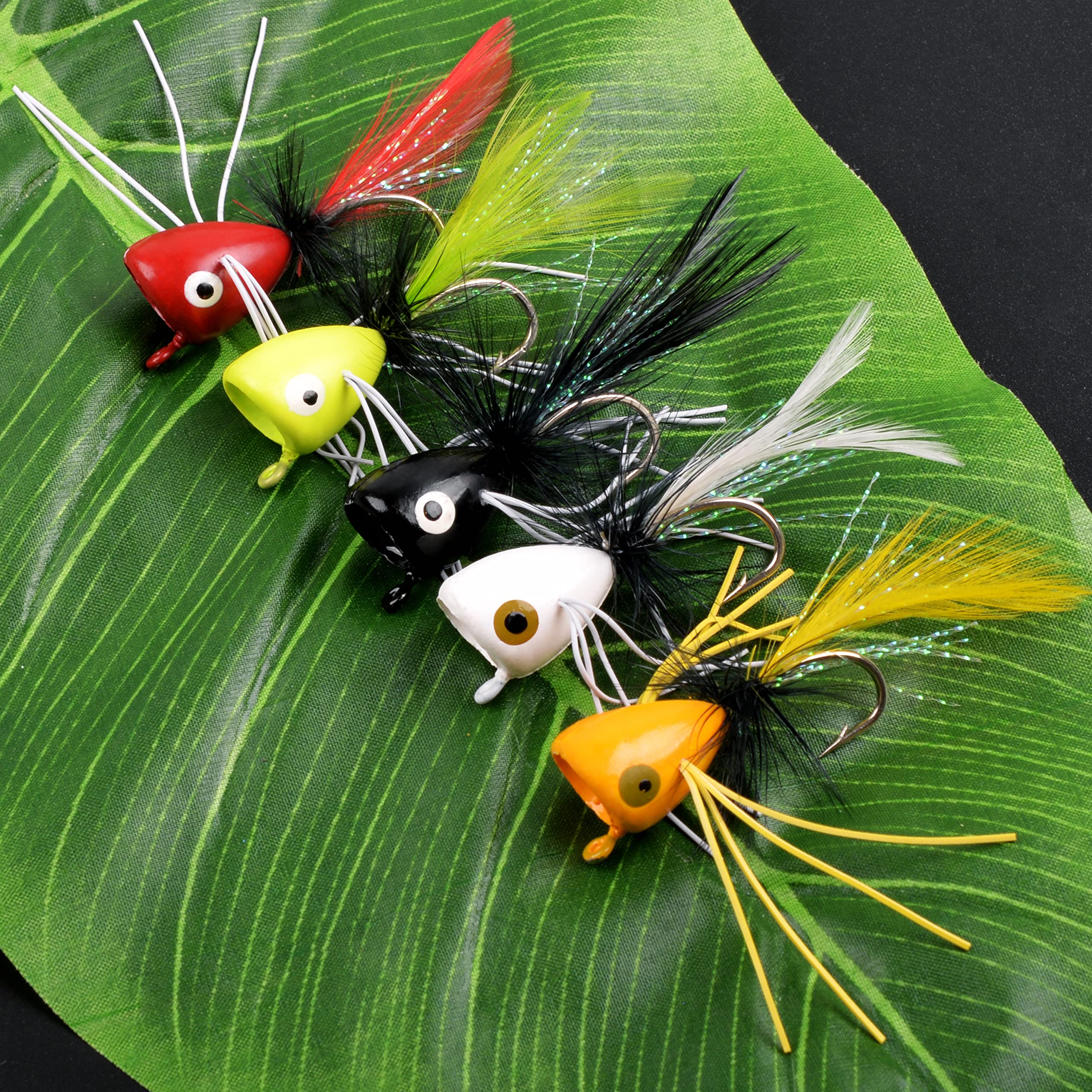 Fly Fishing Flies Fly Popper Panfish Bass Popper Flies Dry Fly Fishing Flies Topwater Bait Fly Fishing Popper for Bass Trout Panfish Crappie Bluegill Sunfish