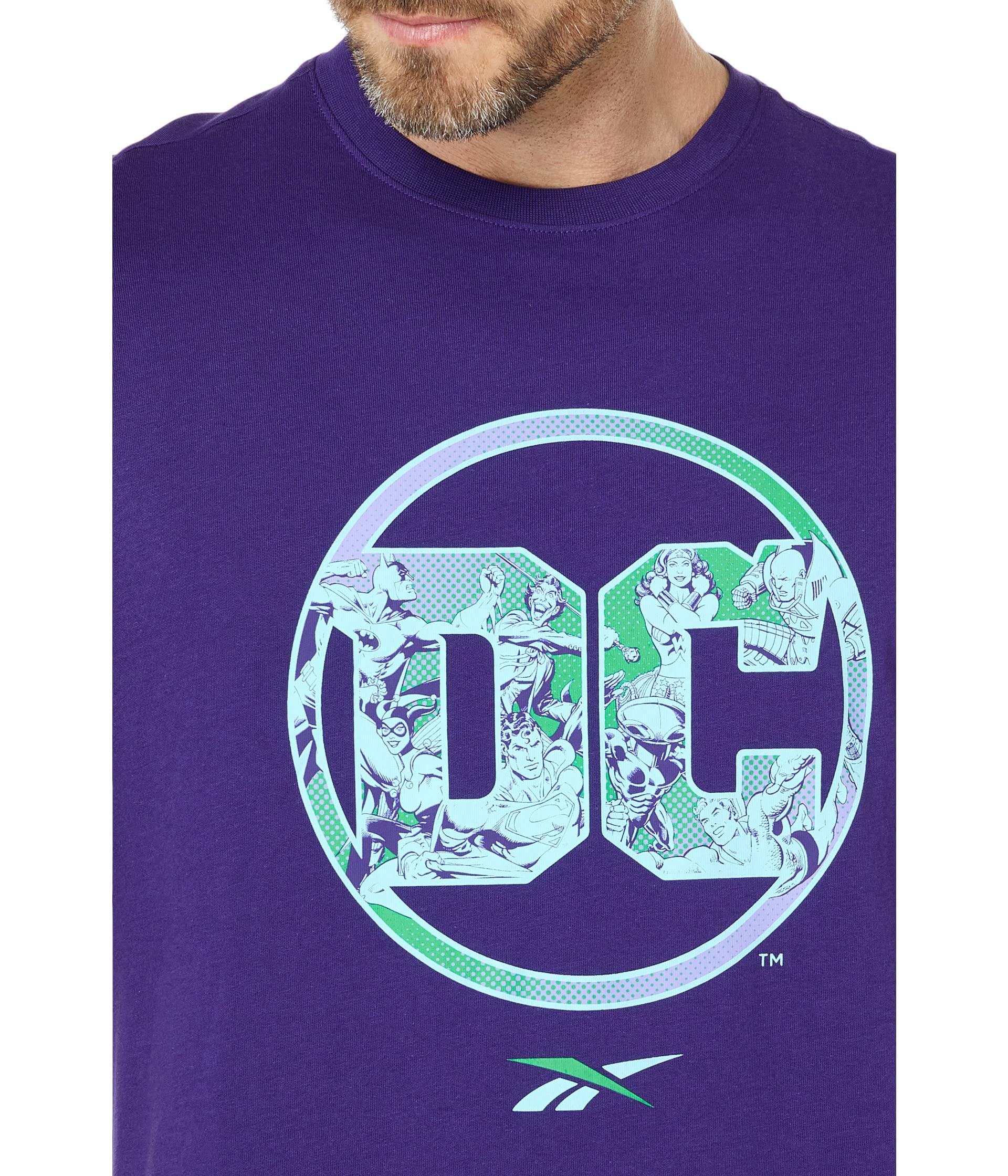 Reebok Men's Standard Graphic Tee, DC Comics Logo/Dark Orchid, XX-Large