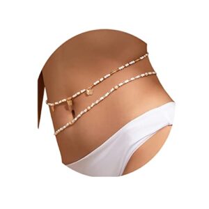 beads waist bikini chain gold boho butterfly belly chains layered body chain beach tassel stretchy stomach jewelry for women