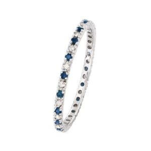 Kaius Jewels 925 Sterling Silver Blue Sapphire With White Topaz Eternity Band Women Silver Ring Size Us-7.5