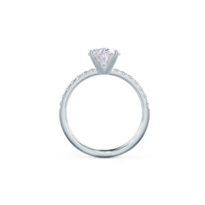 AHTAMOS Engagement Ring 2 CT Moissanite Oval Cut Pave Engagement Rings for Women Platinum Plated Silver Size 5.5